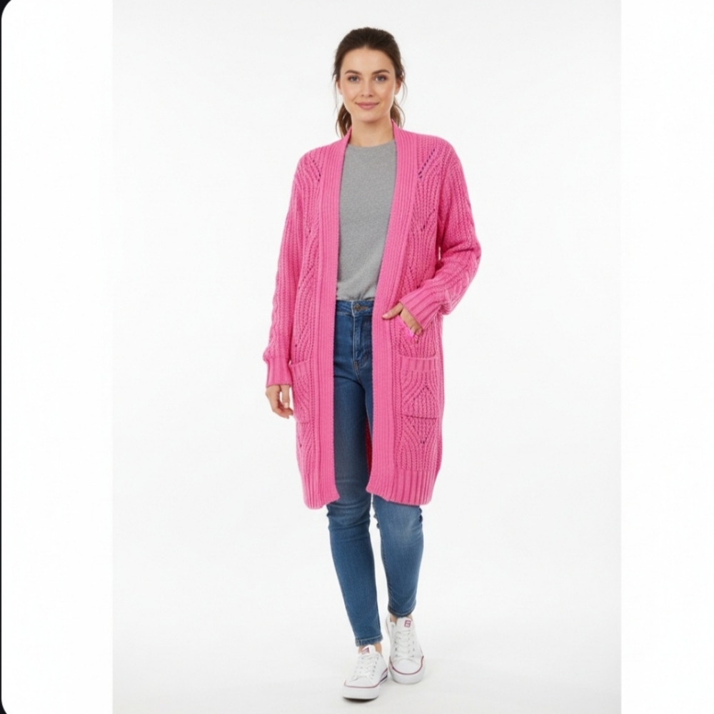 POL Aluna Levi Pink Open Front Knit Cardigan NWT Small